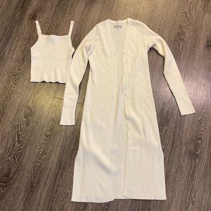 Abercrombie & Fitch duster length cardigan and matching sweater cropped tank top